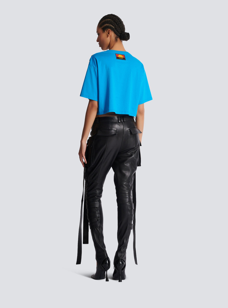 Leather cargo trousers with straps 4