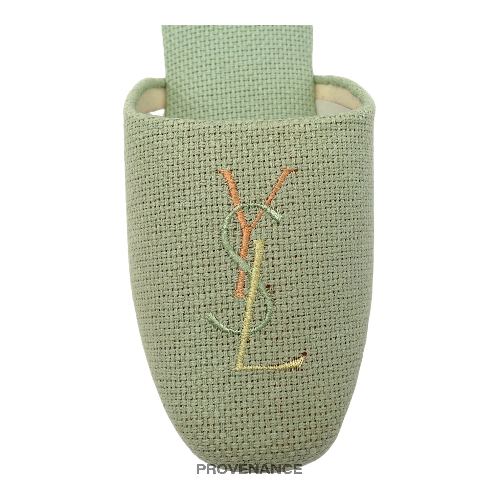 Yves Saint Laurent YSL Logo Slipper - Powder Green Canvas - 5