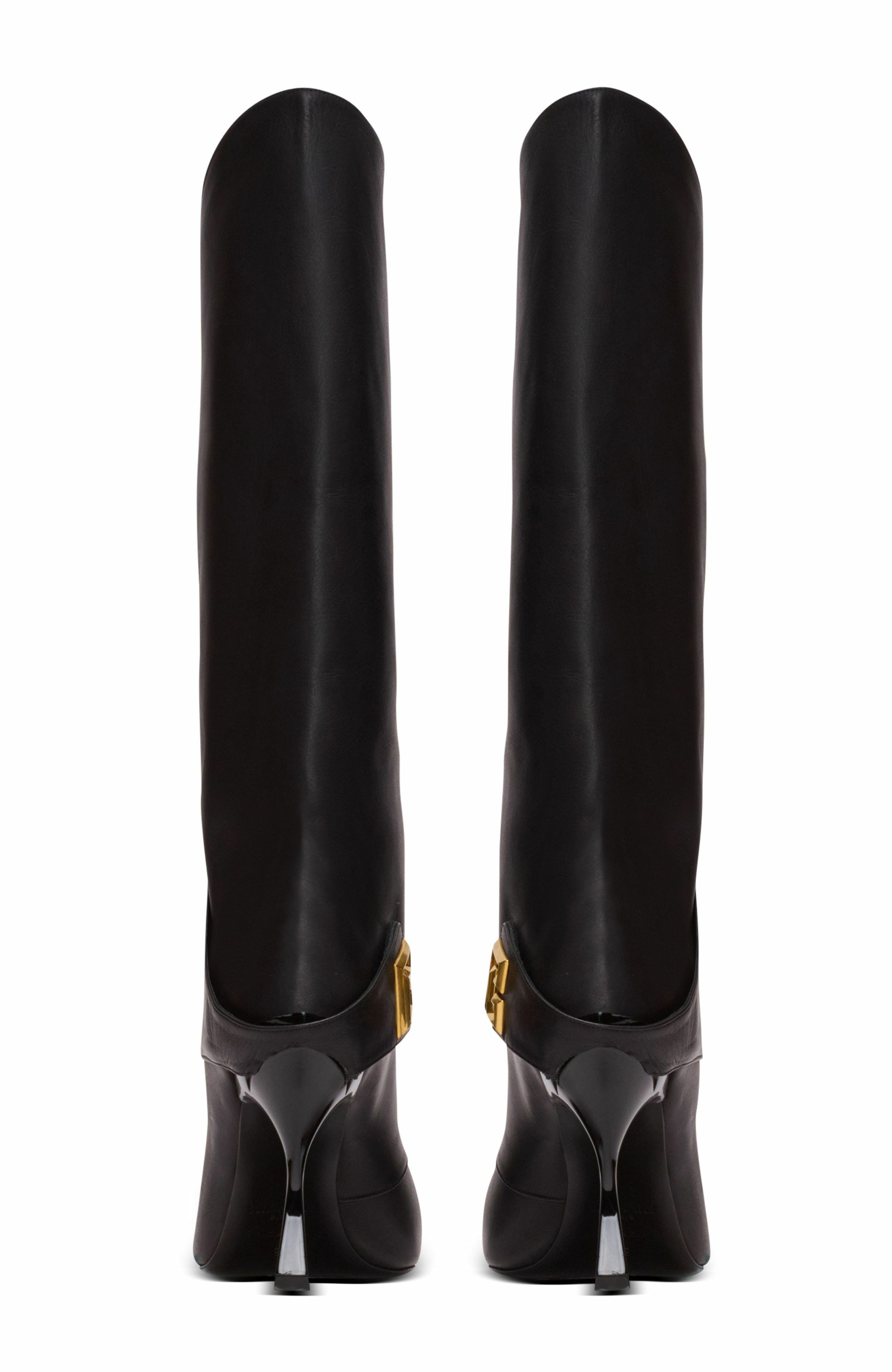 Balmain Twist Heeled Leather Boots in Black at Nordstrom - 3