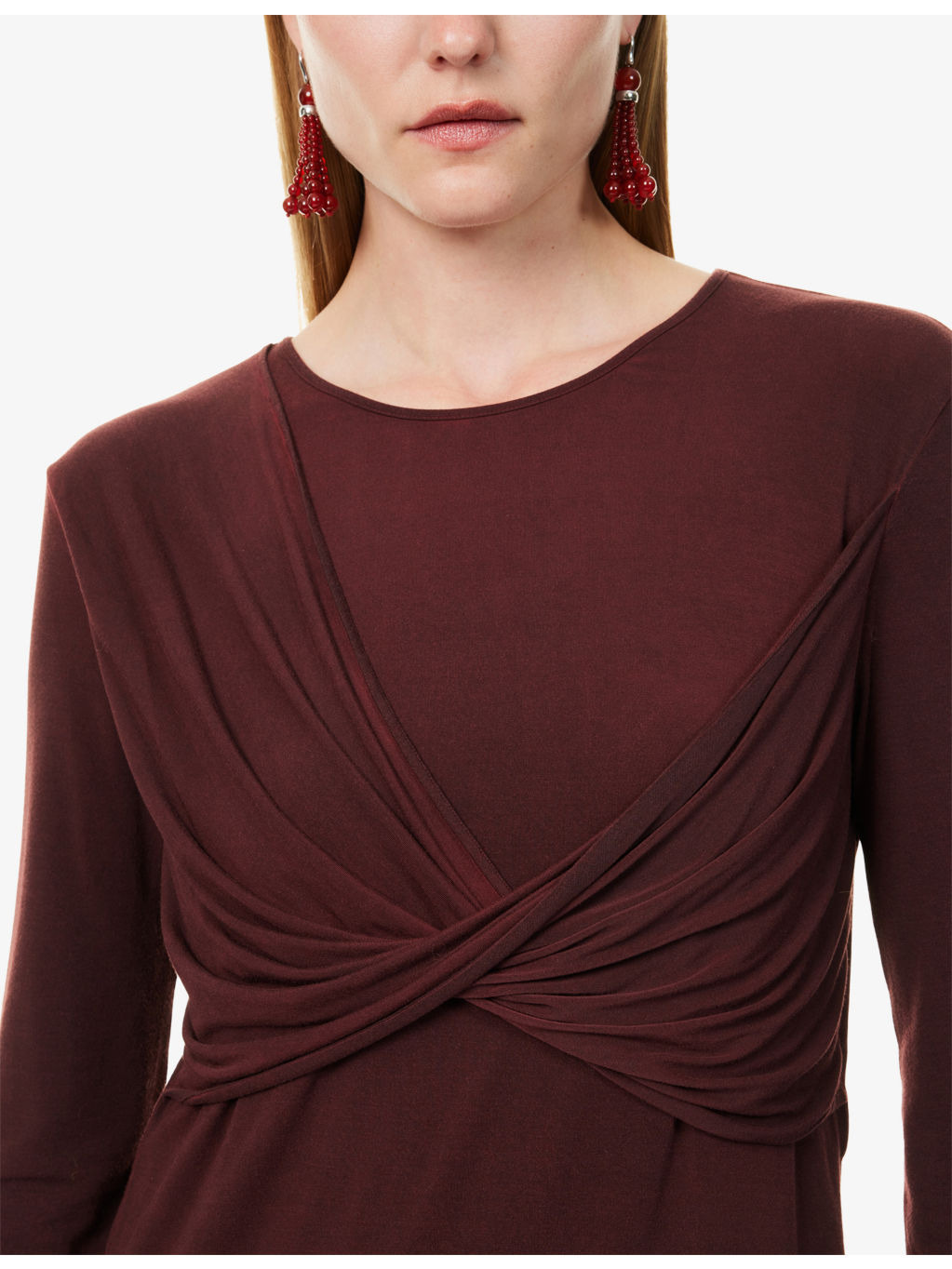 Twist Long-Sleeves Stretch-Woven Top - 5