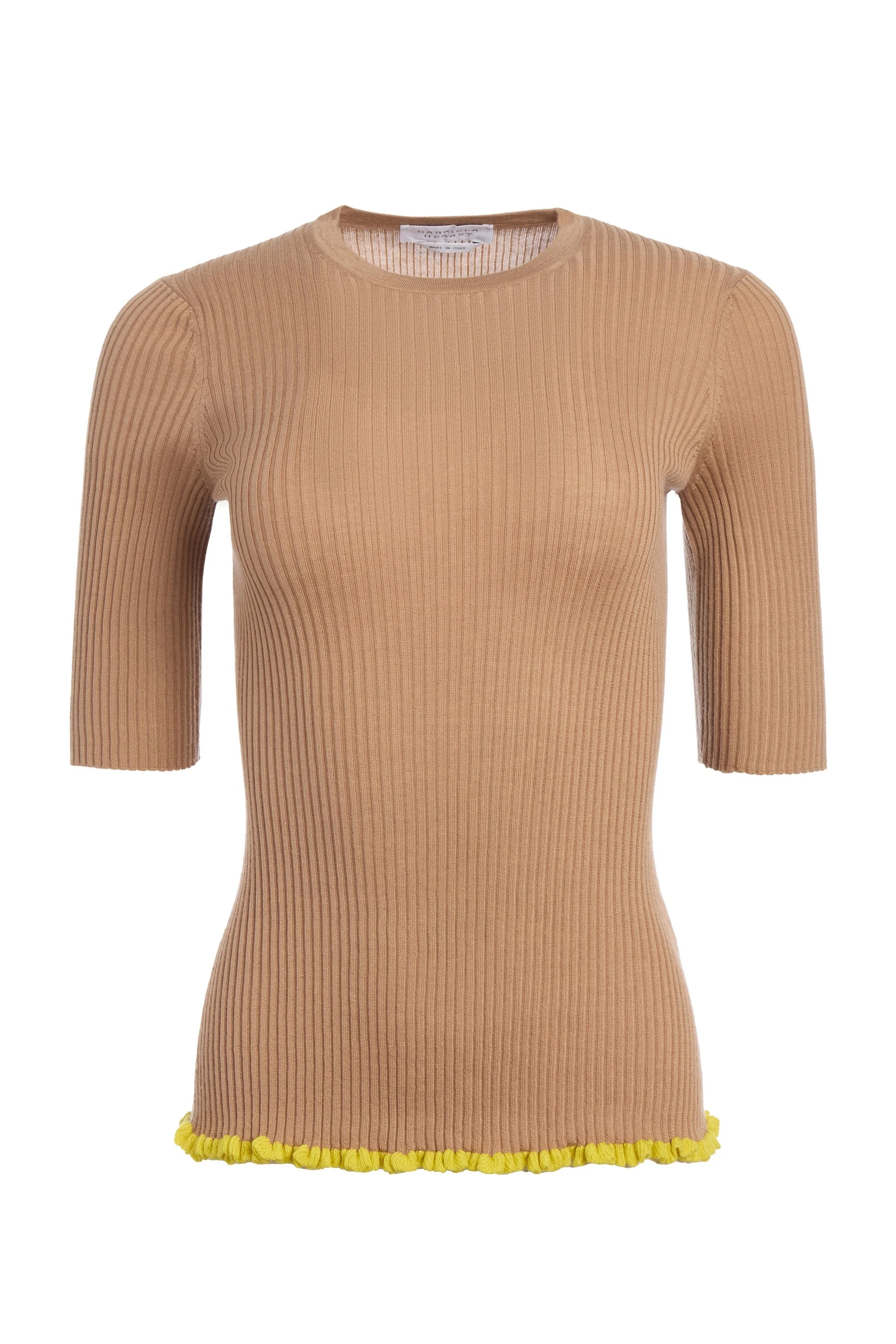 Mireya Knit Top in Camel Silk Casmere - 1