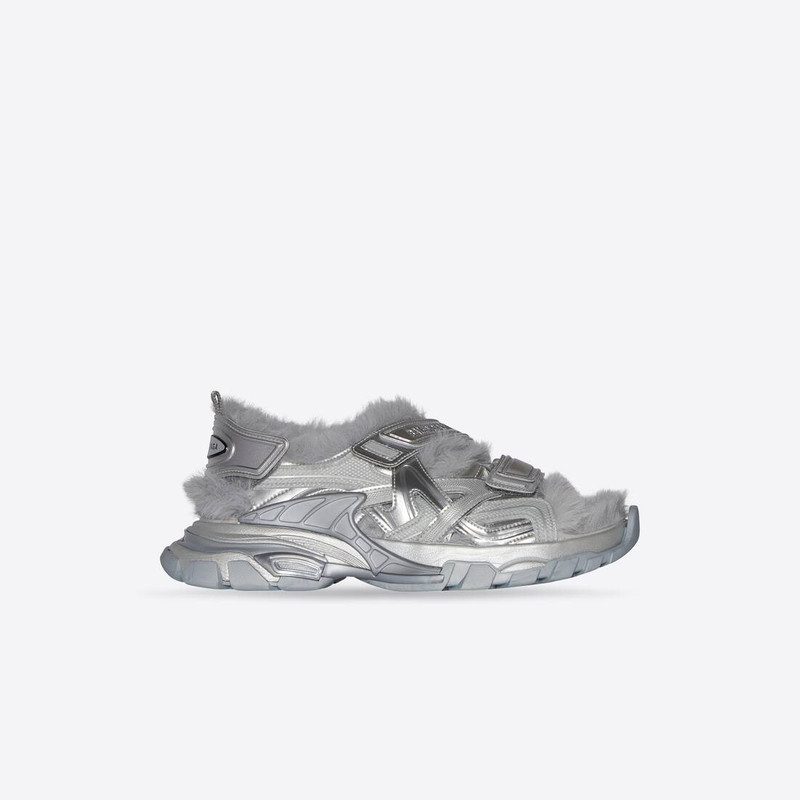 Men's Track Sandal Fake Fur in Silver - 1