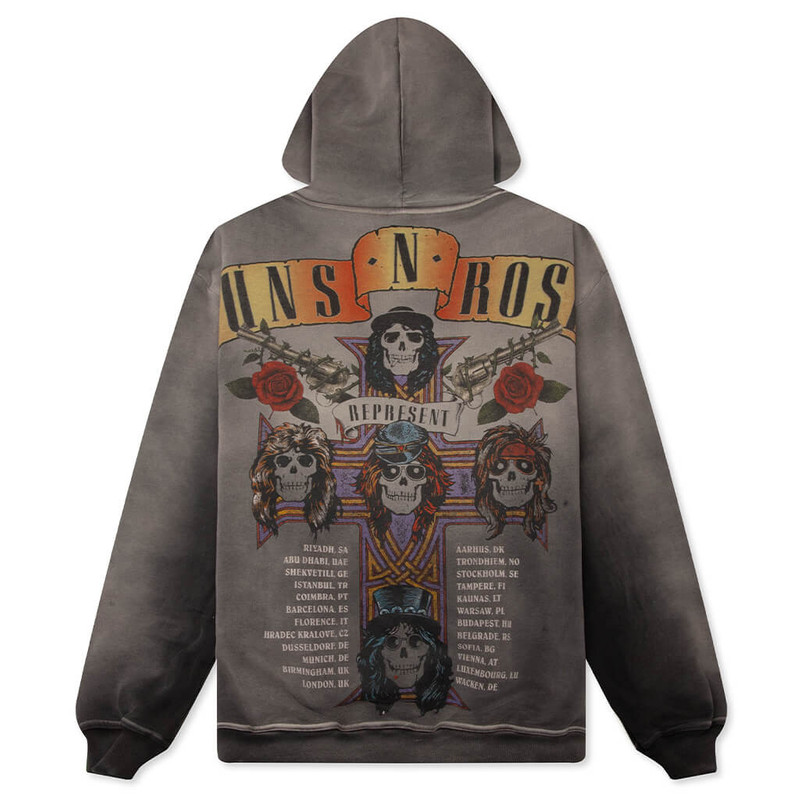 REPRESENT REPRESENT X GUNS N' ROSES TOUR HOODIE - STAINED BLACK outlook