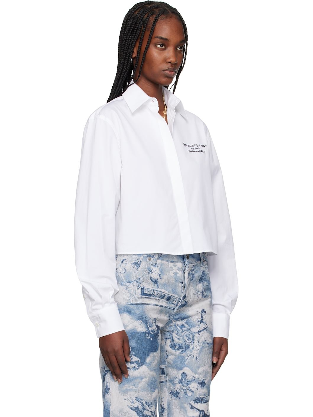 White Poplin Boxy Long-Sleeved Shirt - 2