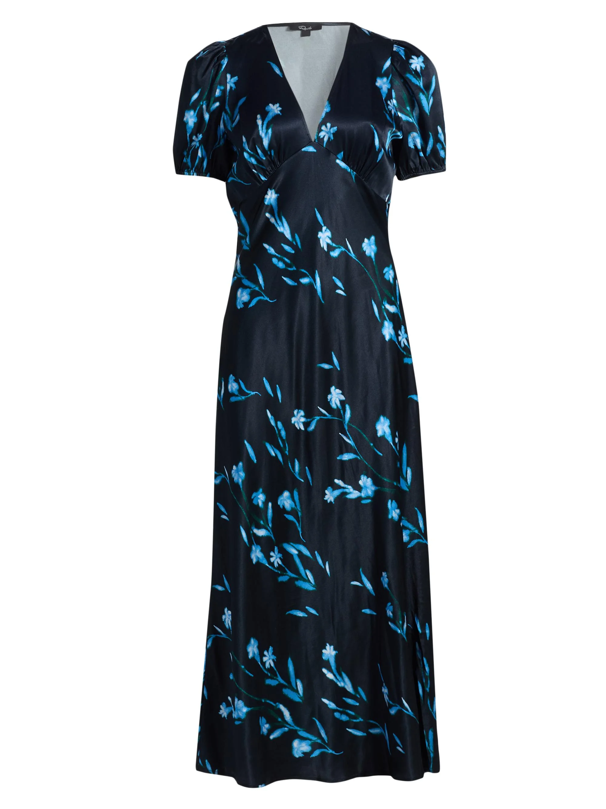 Women's Junia Puff-Sleeve Floral Midi-Dress - Blue Carnation - 1