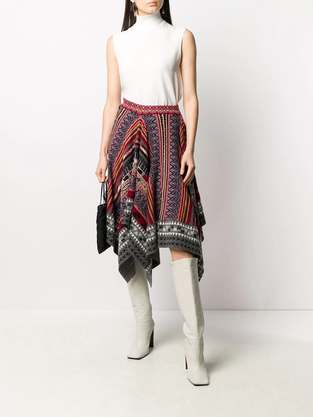 intarsia-knit asymmetric skirt - 2