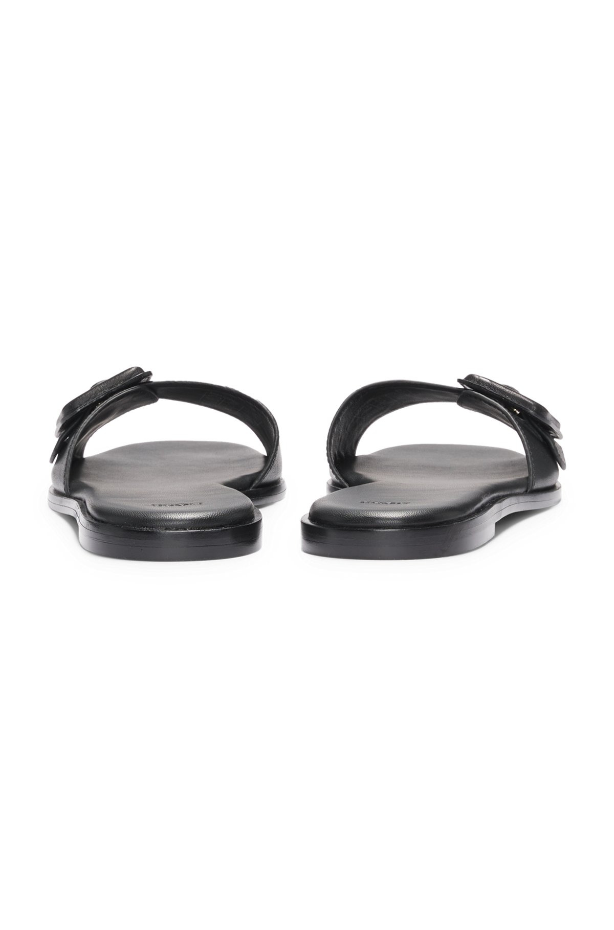 LEATHER SLIDES WITH LOGO-DETAIL BUCKLE - 6