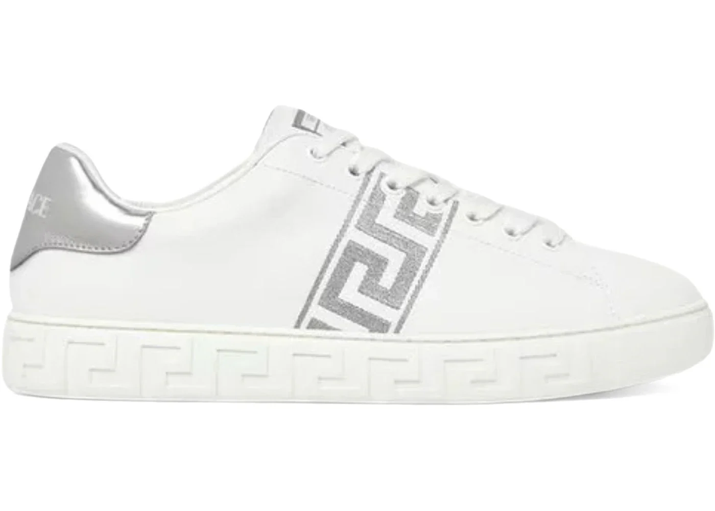 Versace Greca Embroidered White Silver Palladium - 1