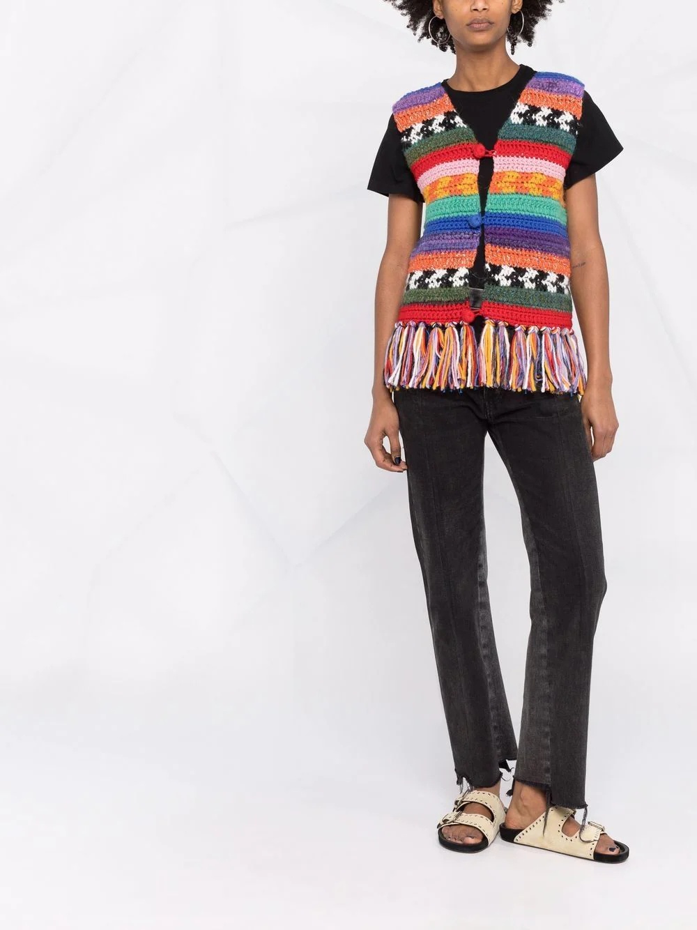 striped knitted waistcoat - 2