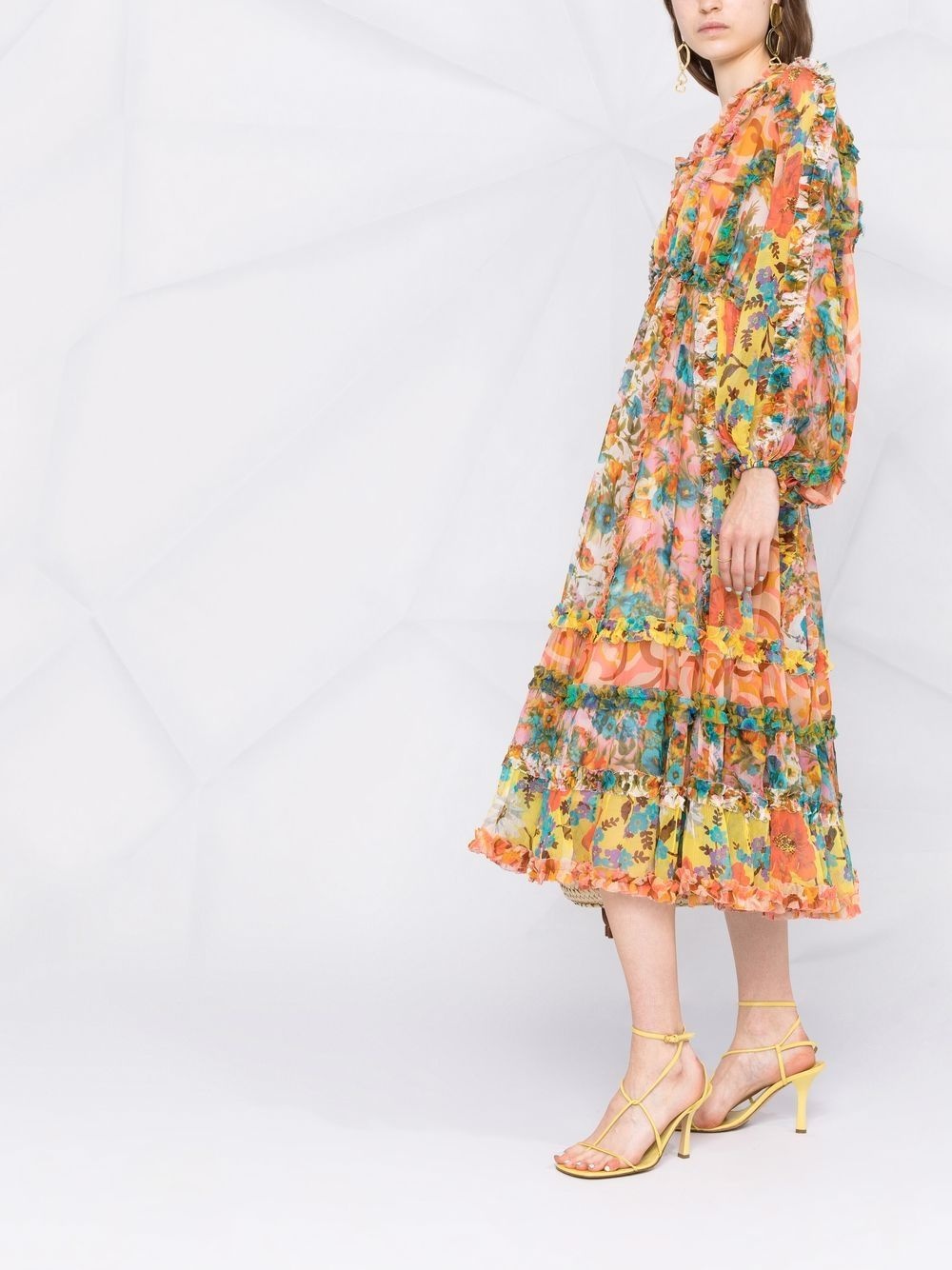 floral-print flared midi dress - 6