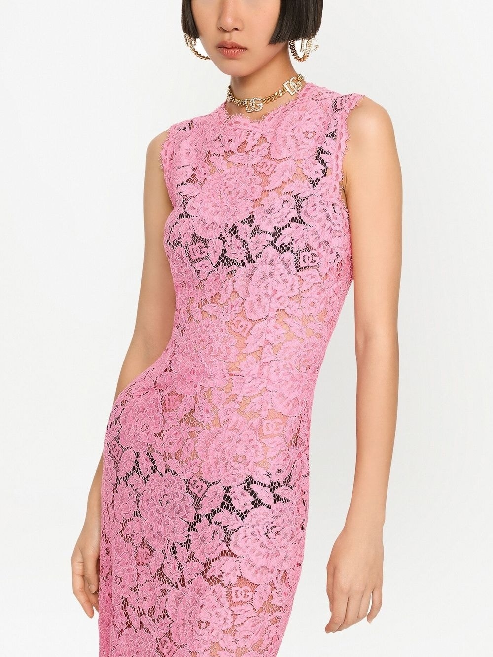 sleeveless lace shift dress - 5