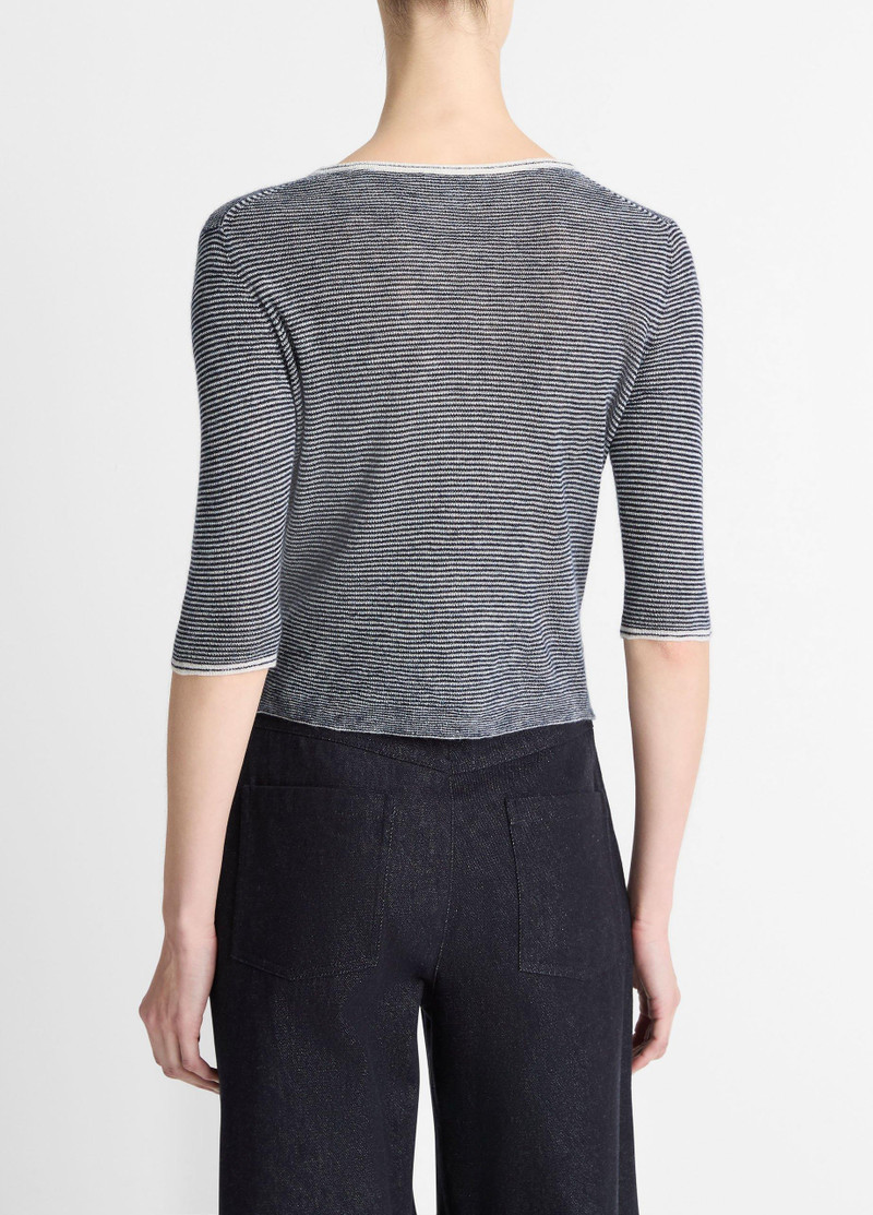 Vince Micro-Stripe Cashmere-Silk Cardigan outlook