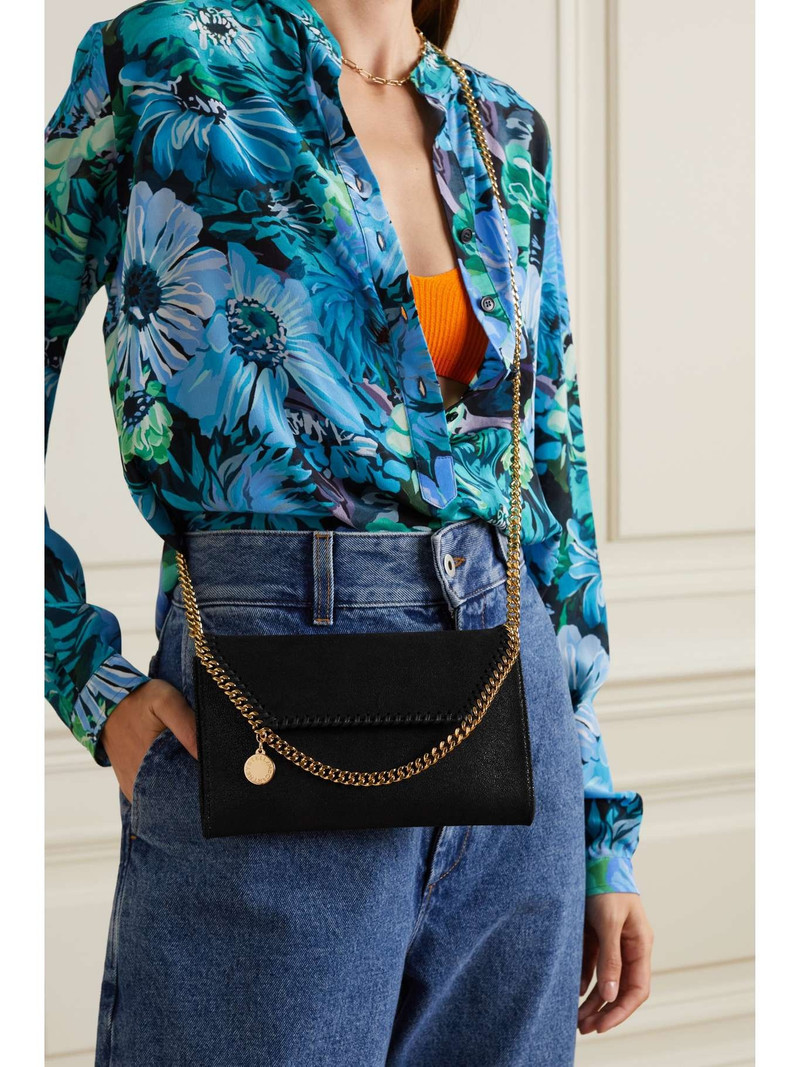 Stella McCartney The Falabella mini faux brushed-leather shoulder bag outlook