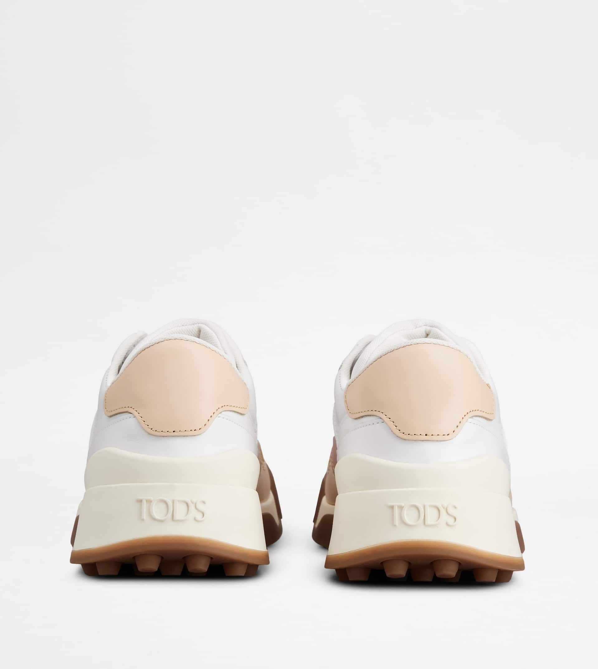 TOD'S SNEAKERS IN LEATHER - WHITE, PINK, BEIGE - 3