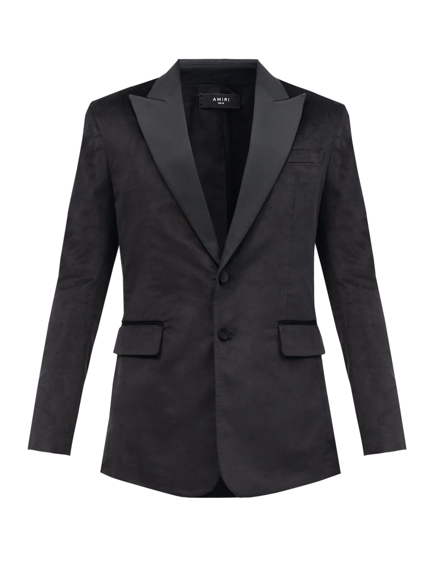 Silk peak-lapel single-breasted velvet jacket - 1