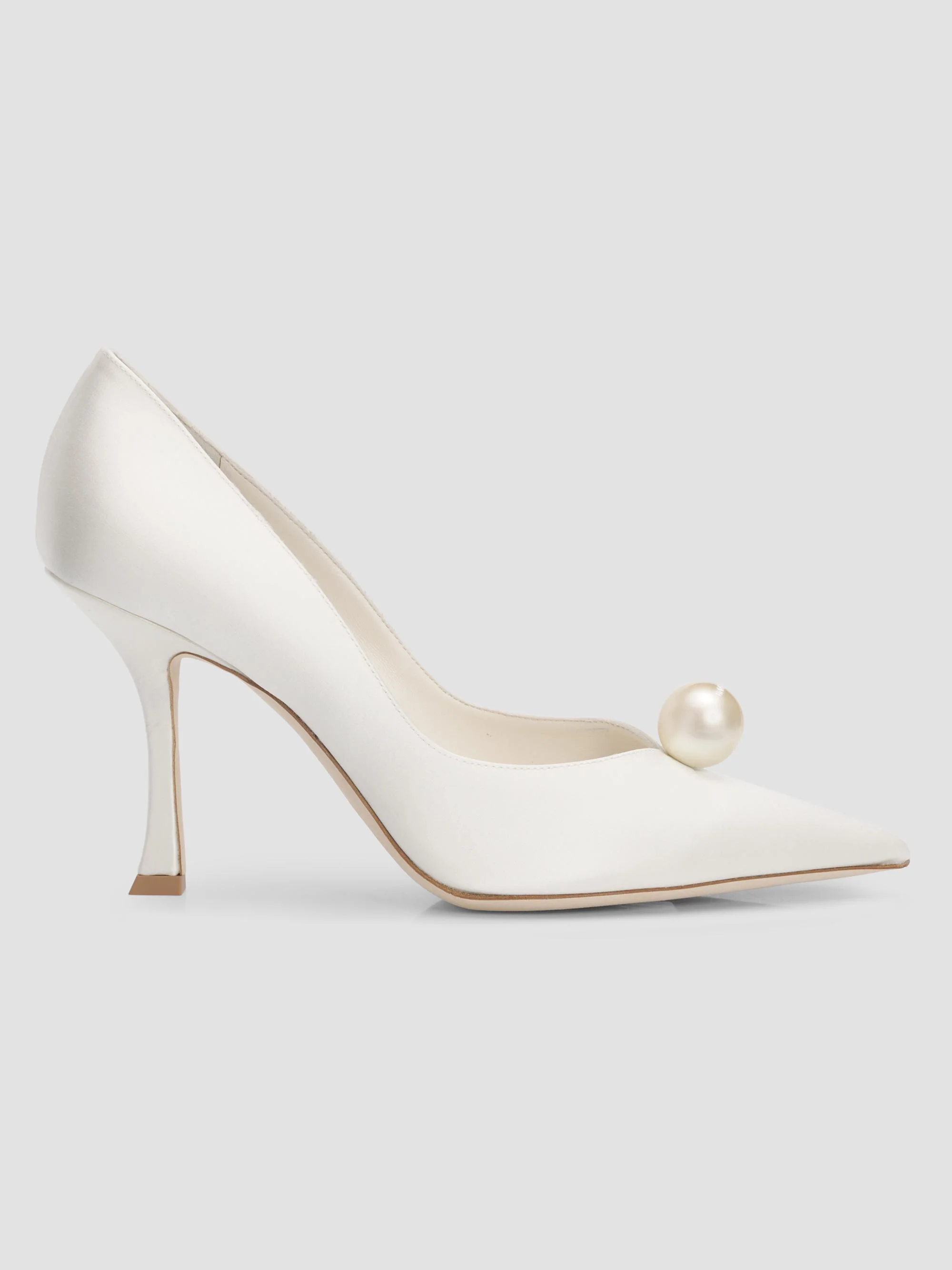 Women's Ziri 90MM Imitation-Pearl Satin Pumps - Ivory - 1