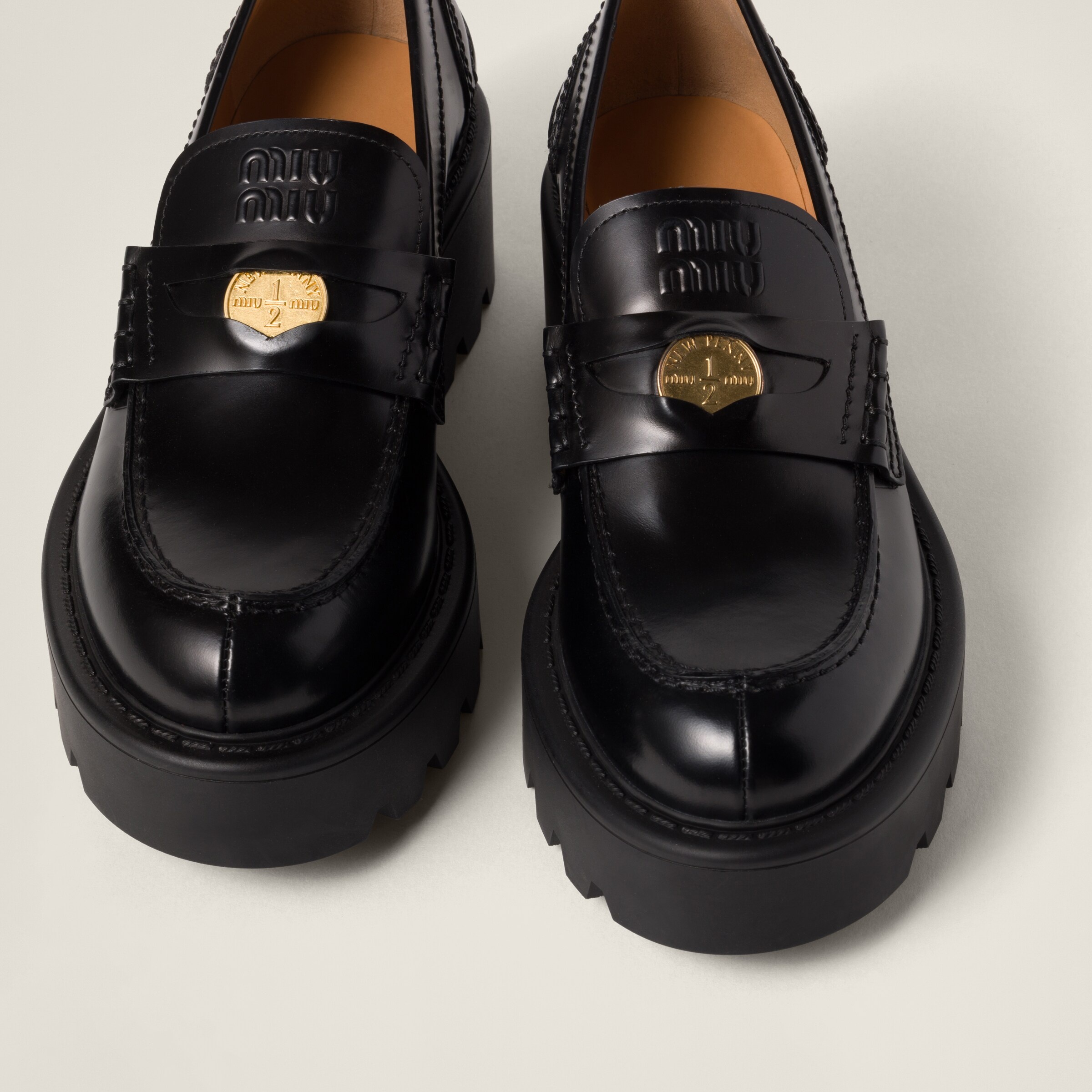 Brushed leather loafers - 4