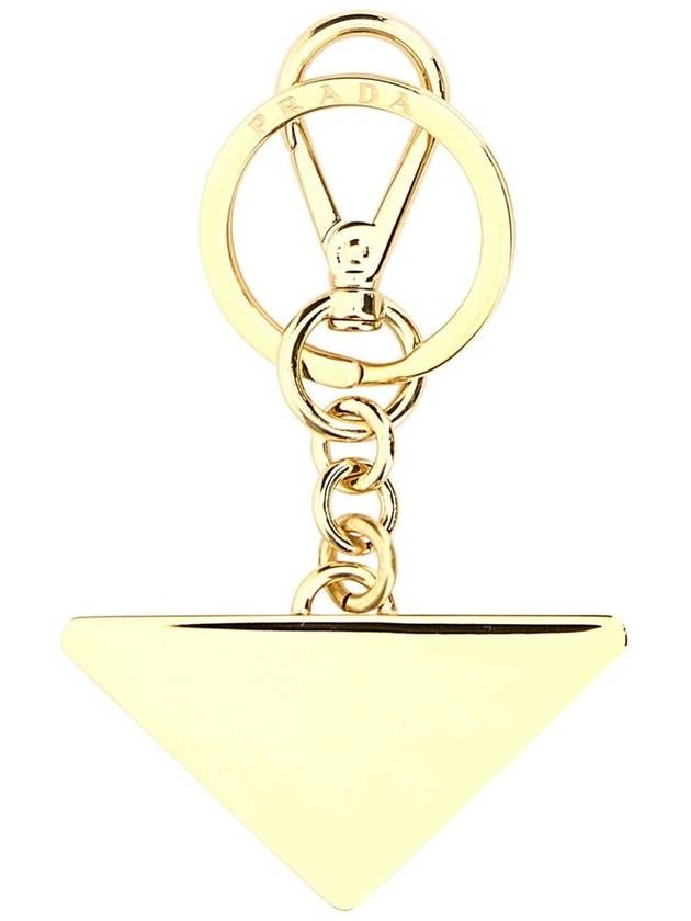 ★PRADA★ Triangle Logo Keyring Gold Black 1PS05766AF019F 1P Prada Triangle Logo Keyring Black Gold 1PS057 66A F019F