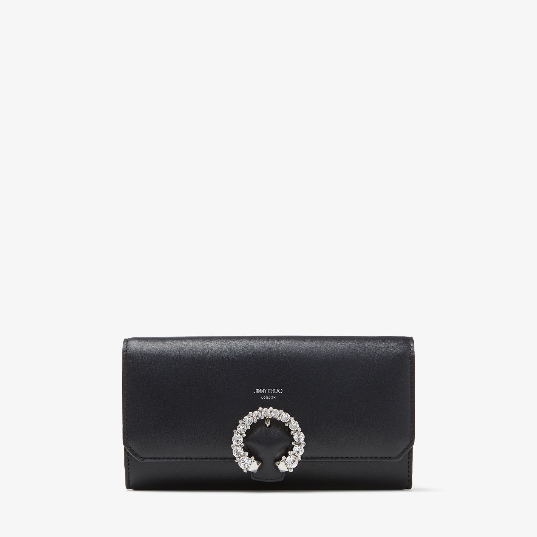 Wallet W/chain
Black Calf Leather Wallet with Crystal Buckle - 1