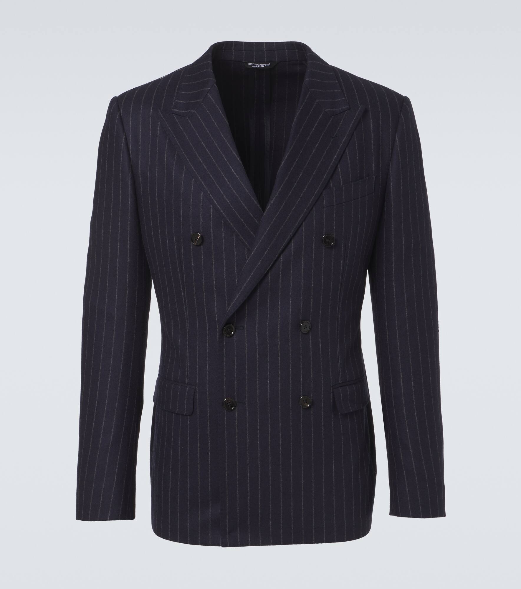 Pinstripe wool and cashmere suit jacket - 1