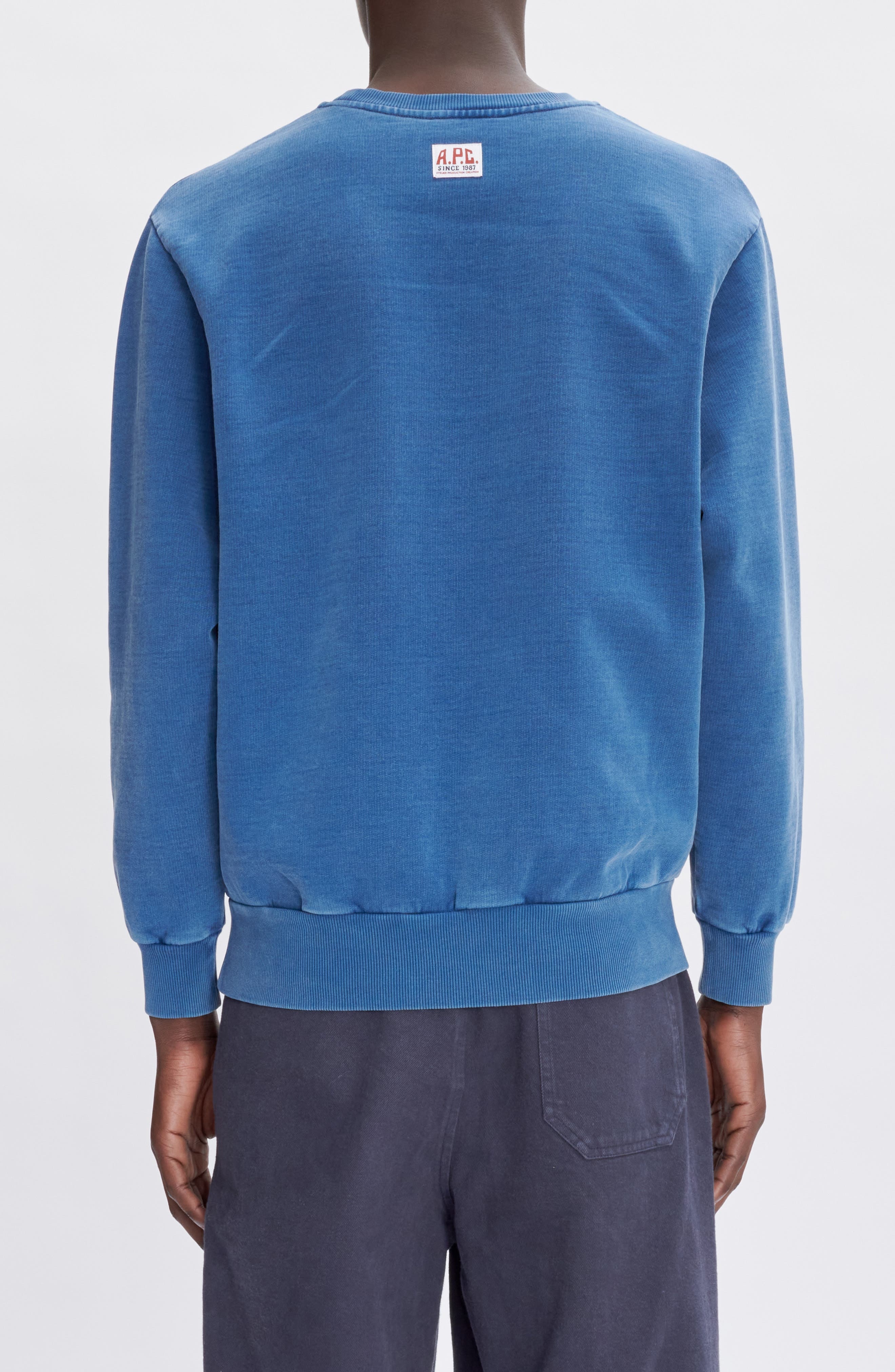 A.P.C. Sweat Label Garment Dye Sweatshirt in Iaj Marine at Nordstrom - 2