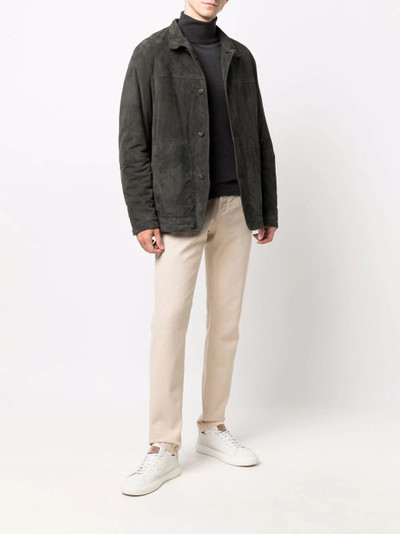 Z Zegna button-down leather jacket outlook