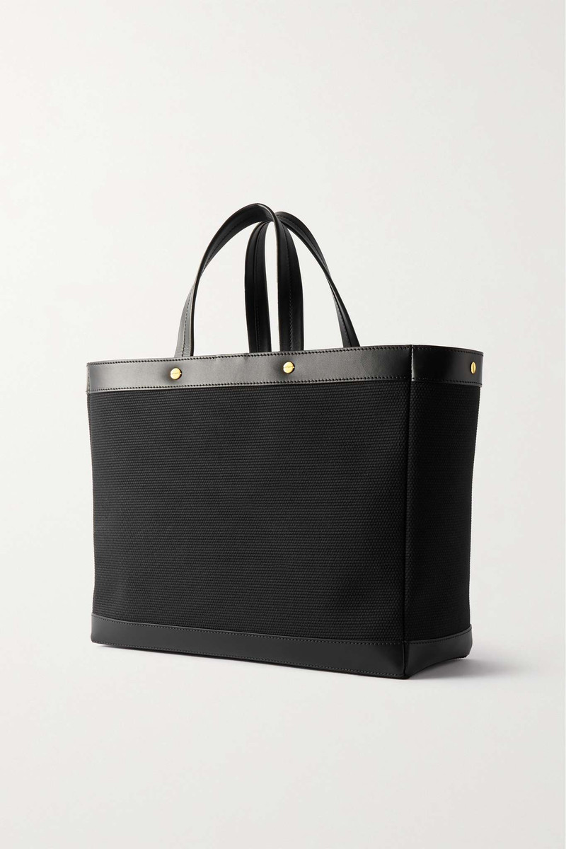 T Screw printed leather-trimmed coated-canvas tote 3
