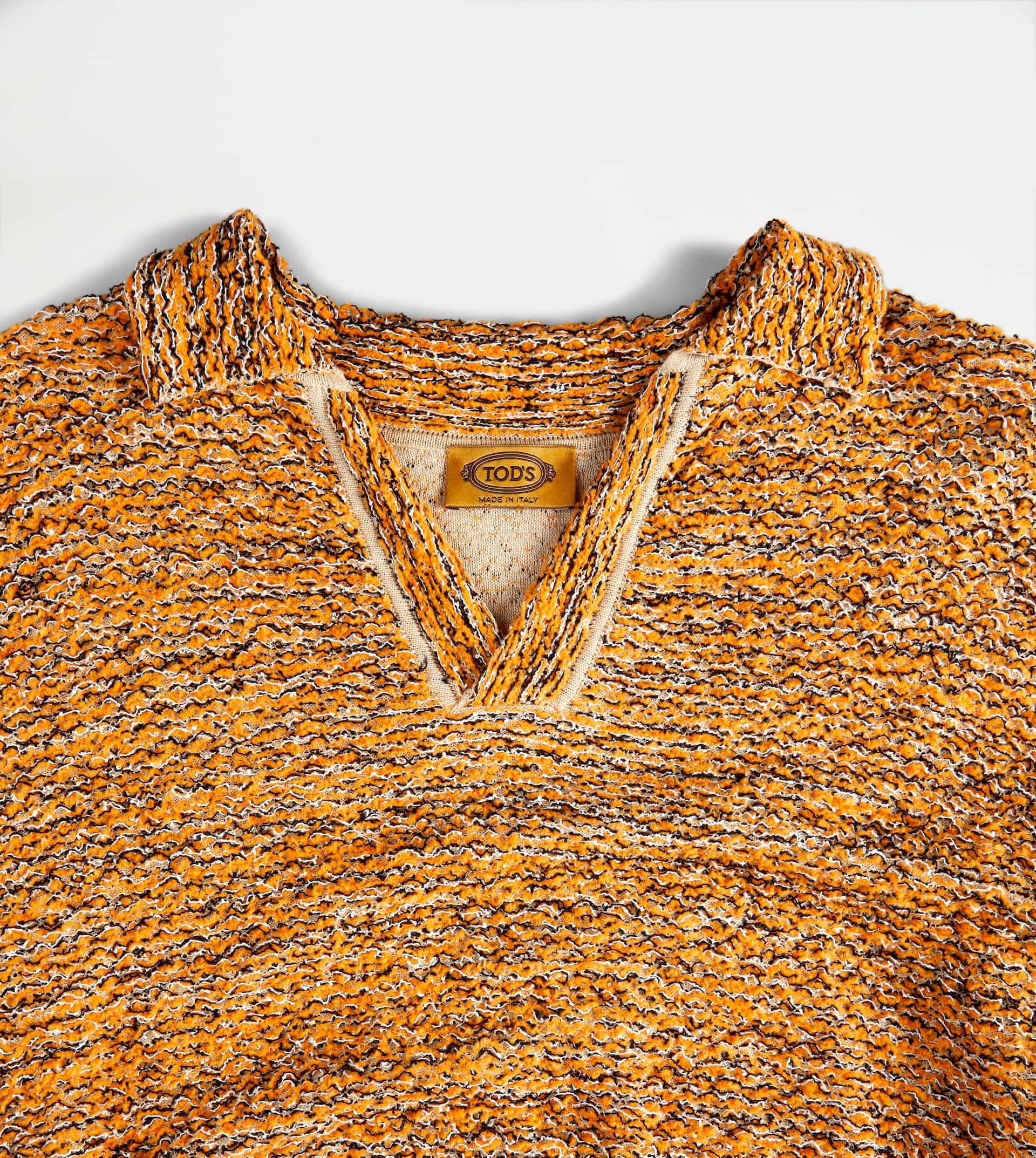 POLO SHIRT IN BOUCLÉ KNIT - ORANGE - 5