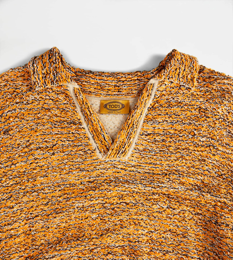 POLO SHIRT IN BOUCLÉ KNIT - ORANGE 5