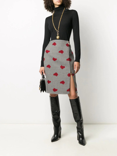 VERSACE Houndstooth rose print skirt outlook