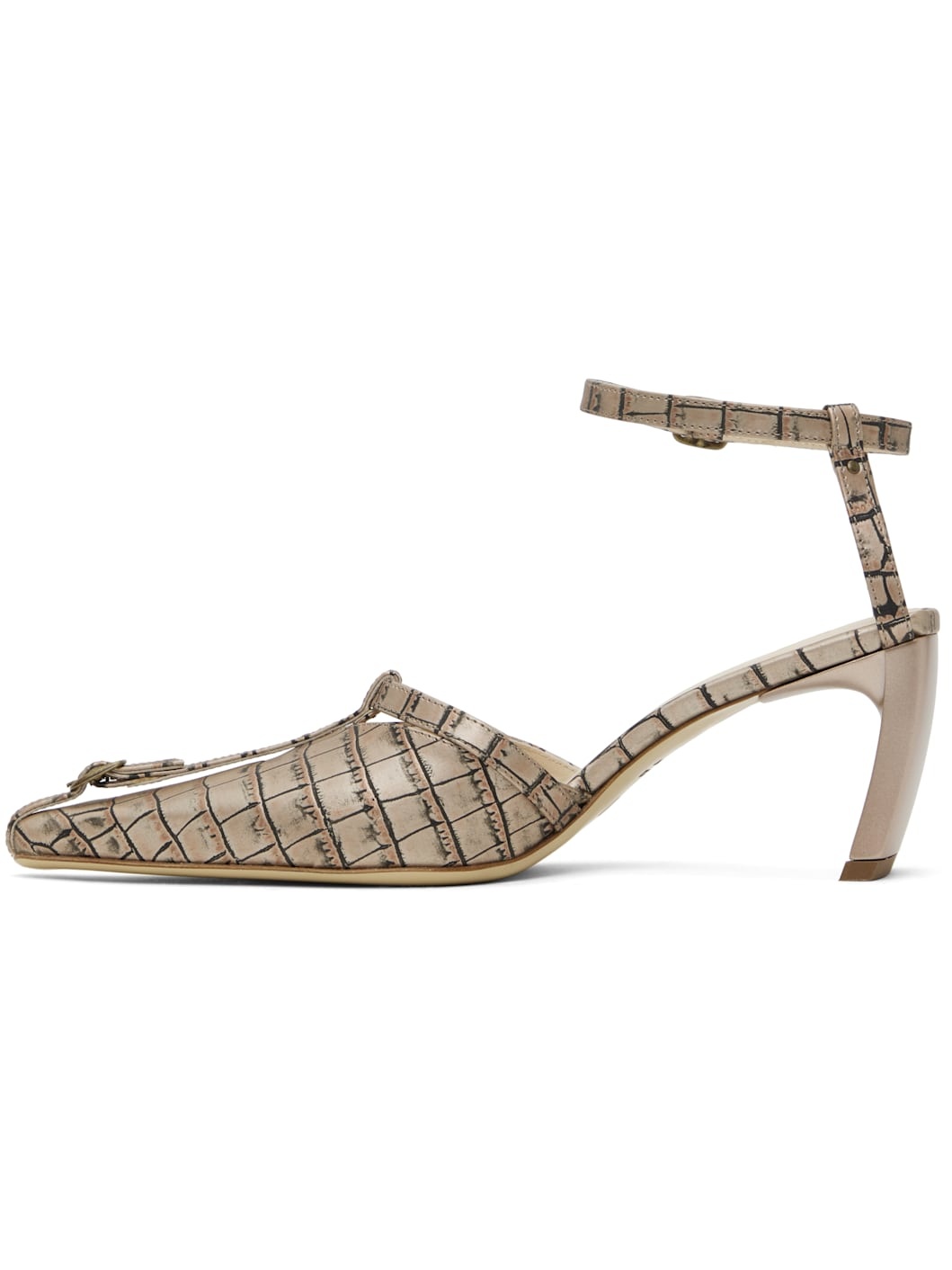 Beige Serpent Mules - 3
