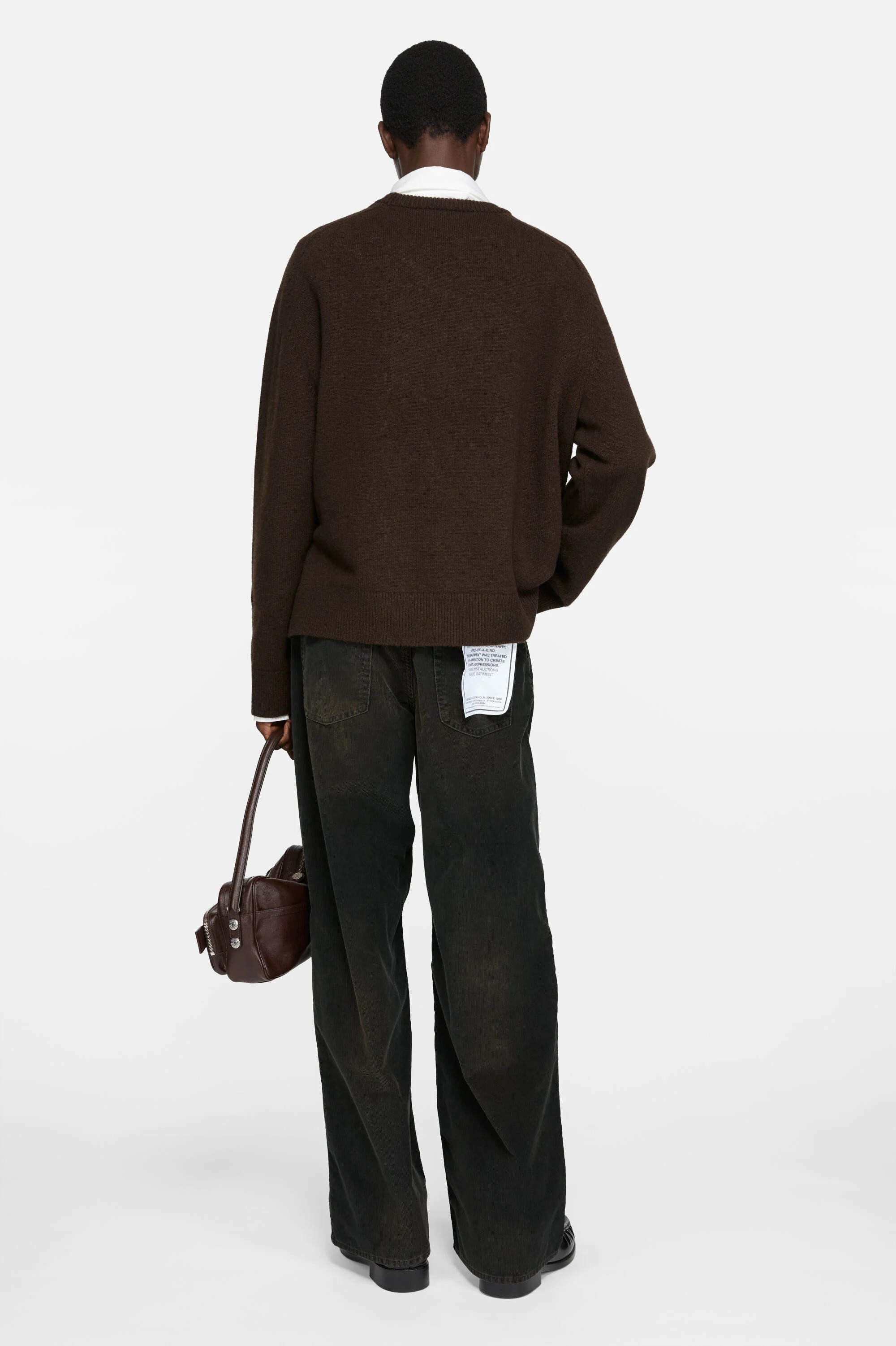 Wool v-neck sweater - Dark brown - 3