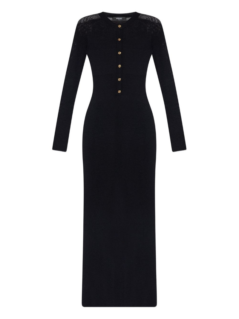 lace-insert button-front midi dress 1