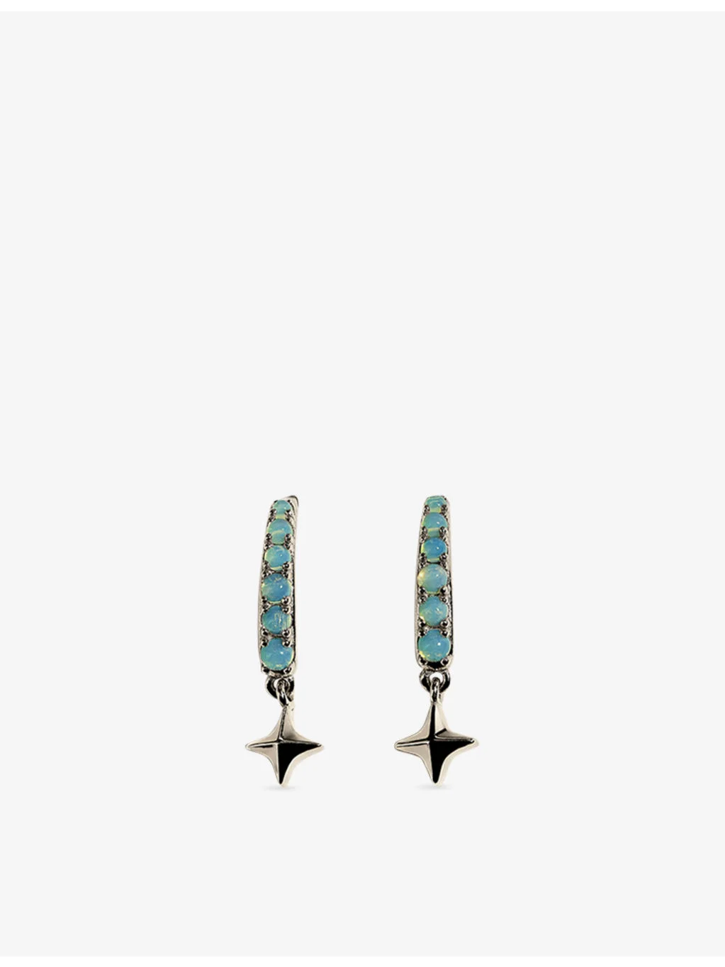 Cosmic Opal Hook Rhodium-Plated Sterling Silver Huggies - 1