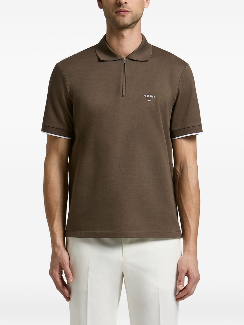 Piquet logo-print zip-fastening polo shirt 1