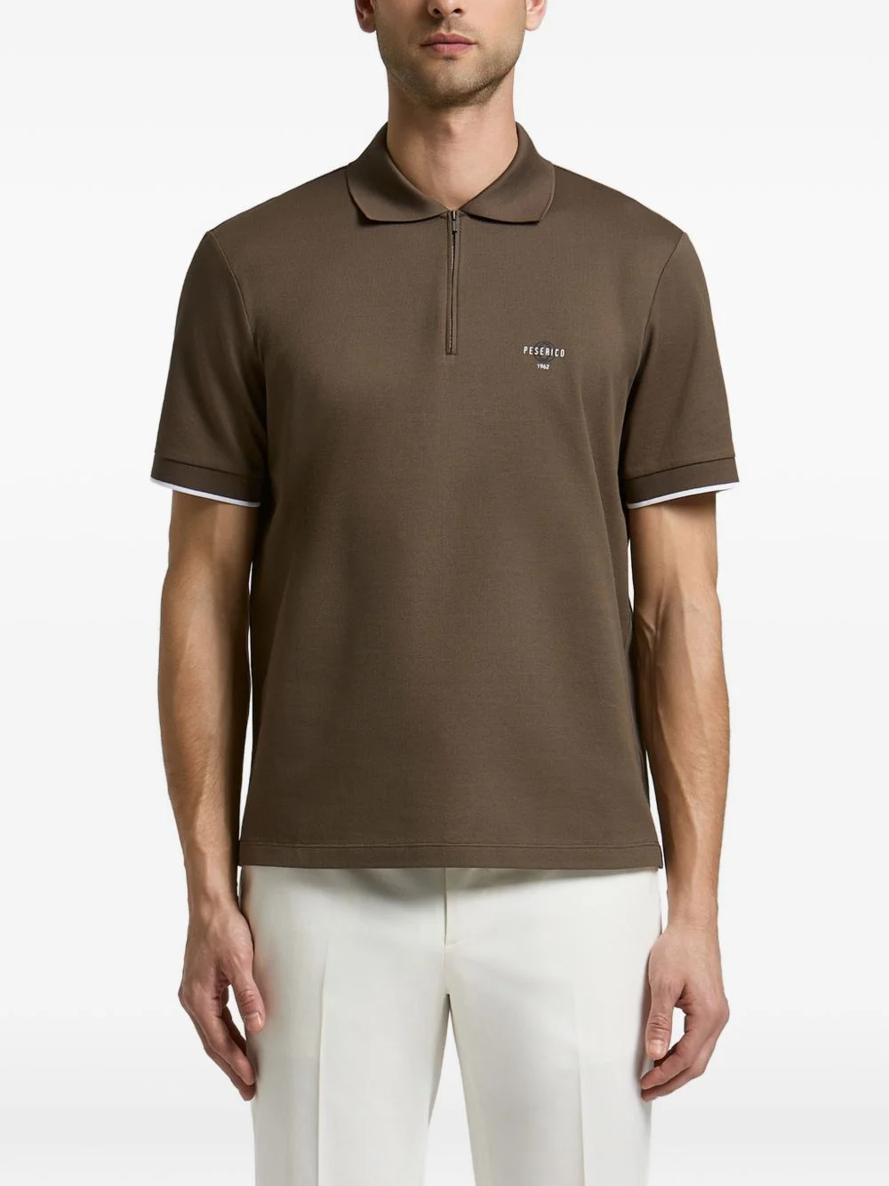 Piquet logo-print zip-fastening polo shirt - 1