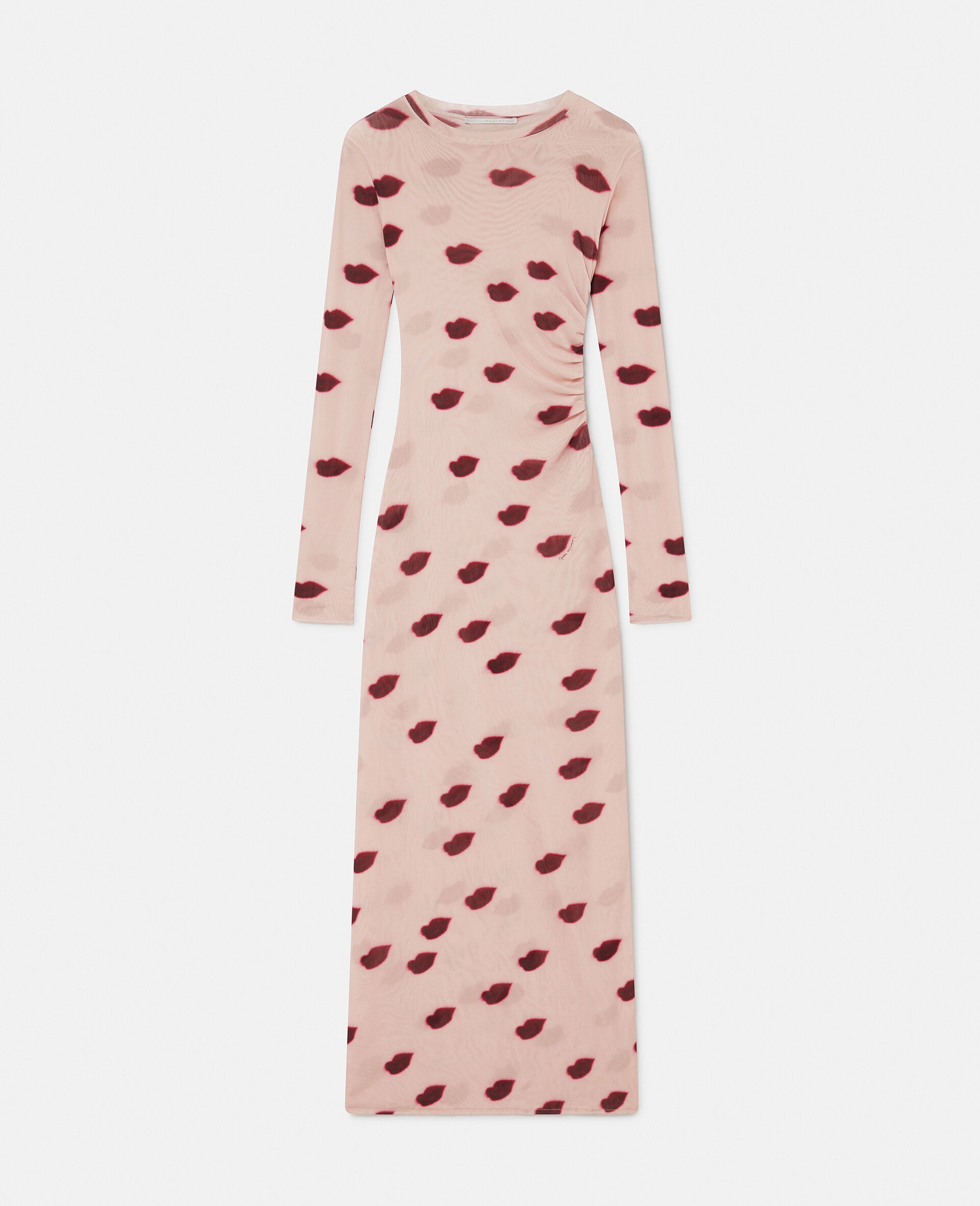 Long-Sleeve Lips Print Maxi Dress - 1