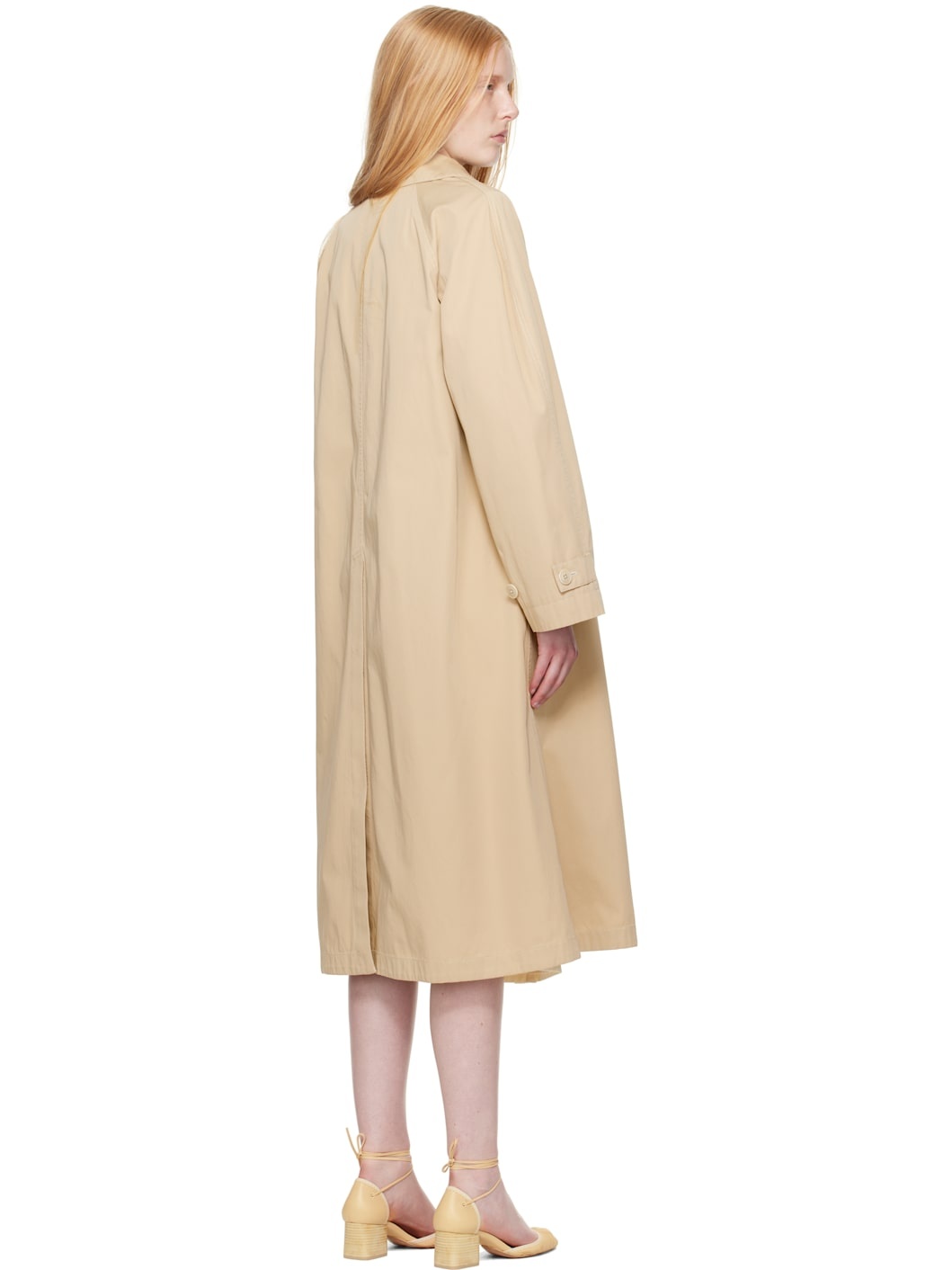 Beige Compact Cotton Twill Overcoat - 3