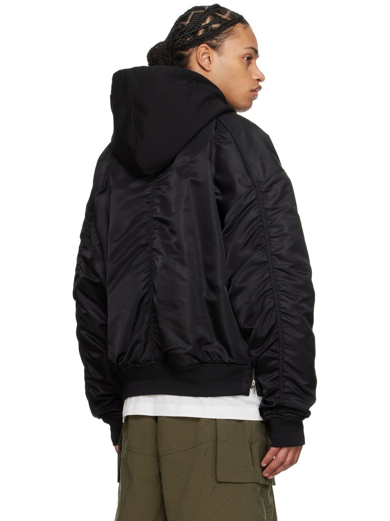 Black Detachable Hood Bomber Jacket 3