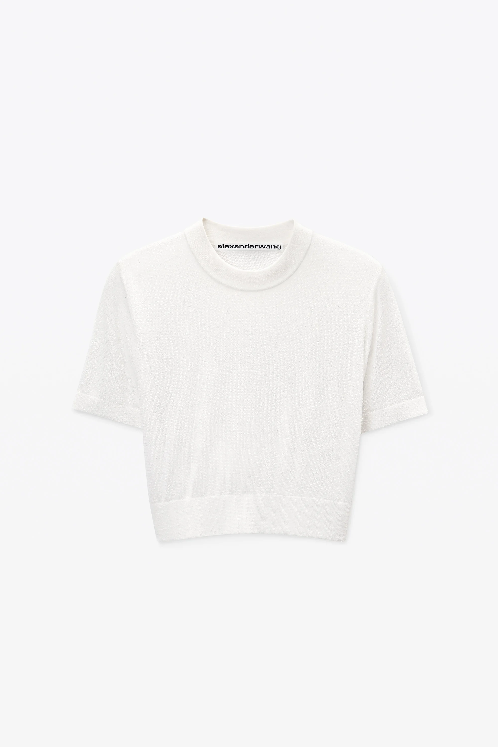 White Clear Bead Hotfix Crewneck Tee - 1