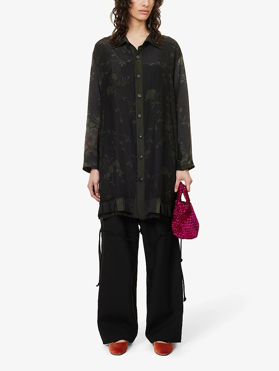 Drew floral-pattern relaxed-fit silk shirt - 2