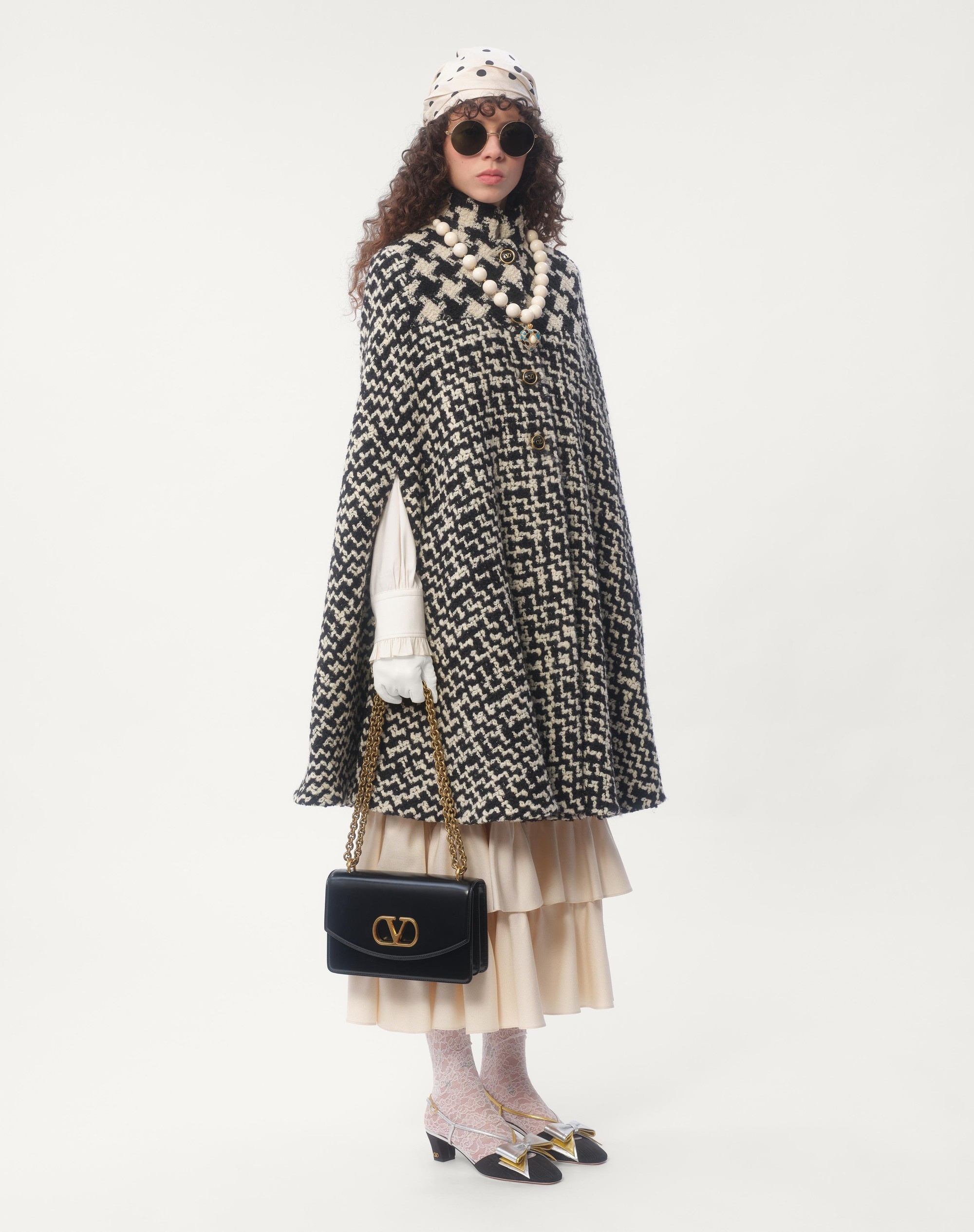 GEOMETRIC TWEED CAPE - 2