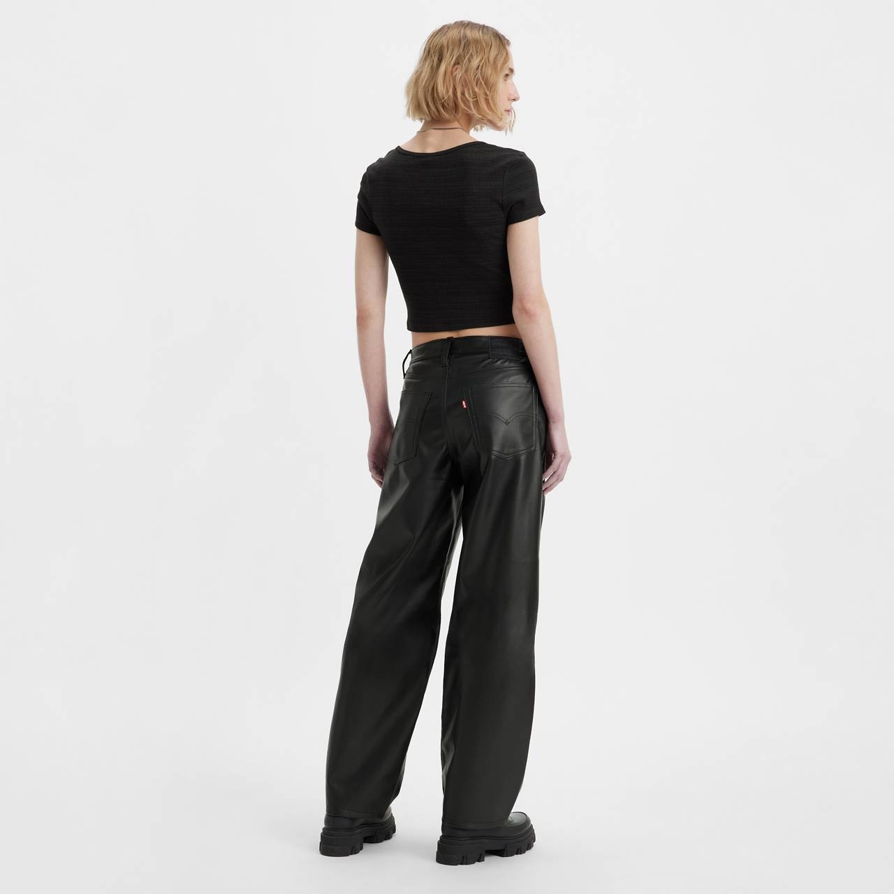 FAUX LEATHER BAGGY DAD WOMEN'S PANTS - 5