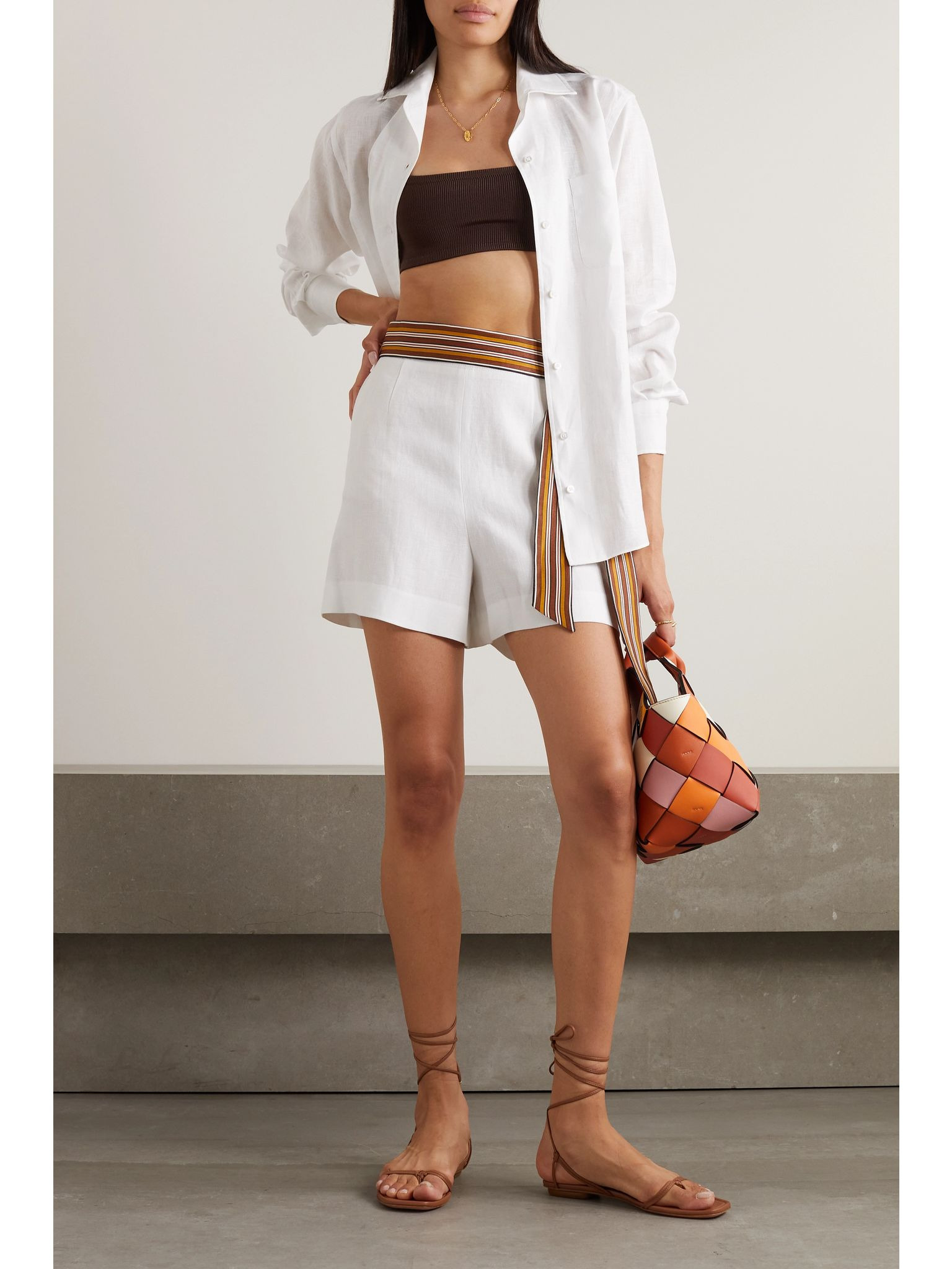 Antigua belted linen shorts White - 2