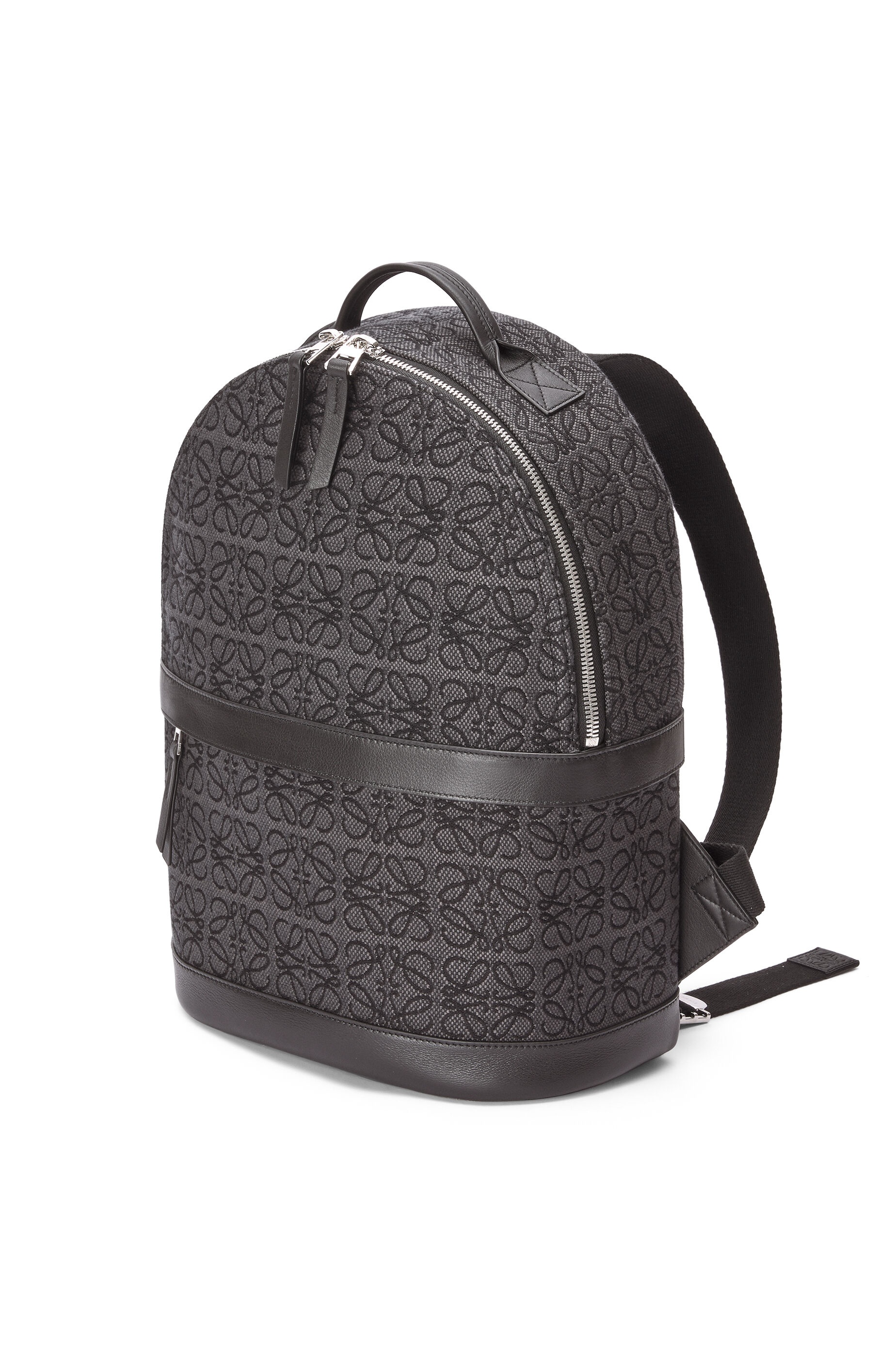 Round Backpack in Anagram jacquard and calfskin - 3