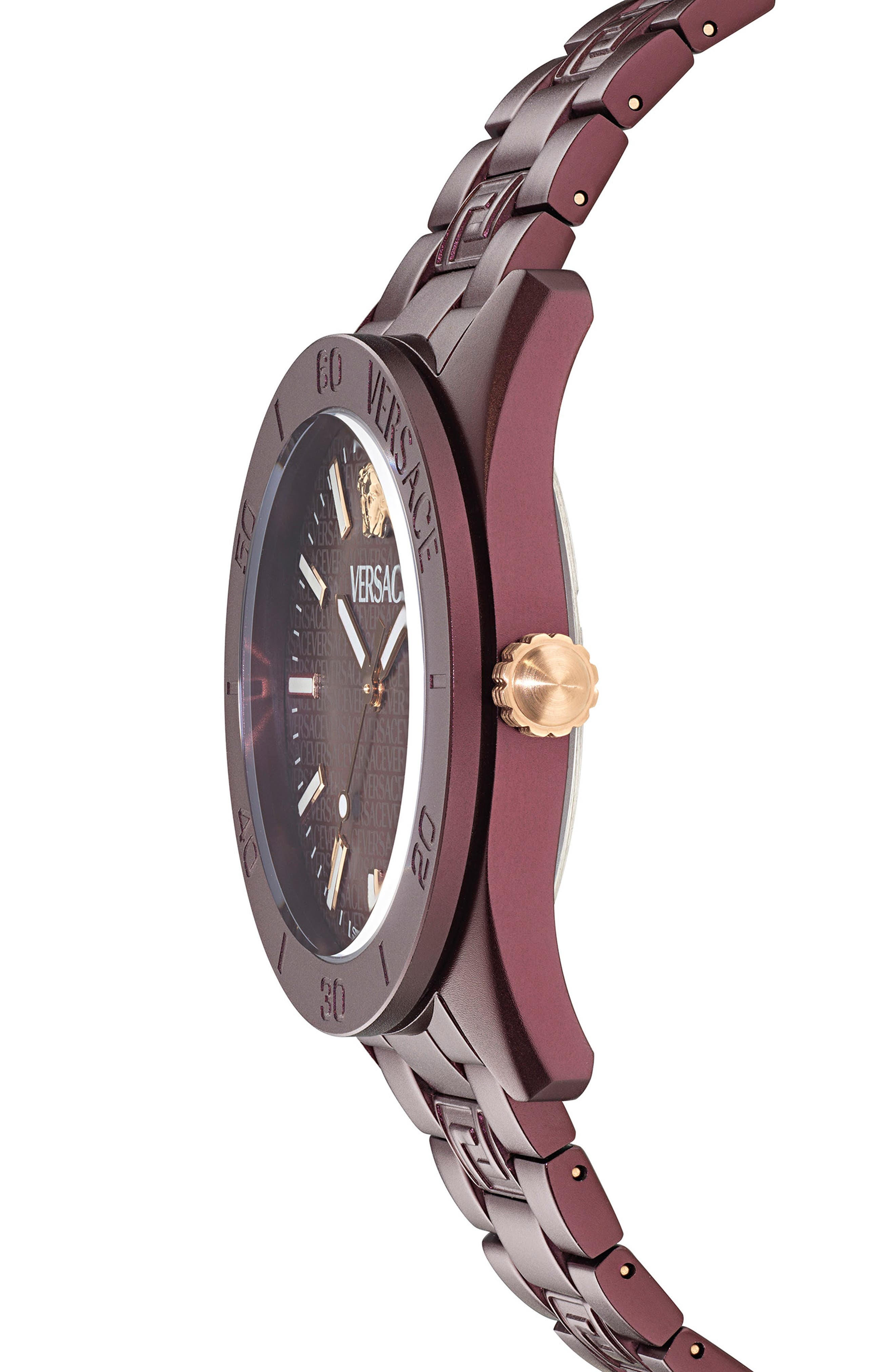 Versace V-Dome Bracelet Watch, 42mm in Burgundy at Nordstrom - 4