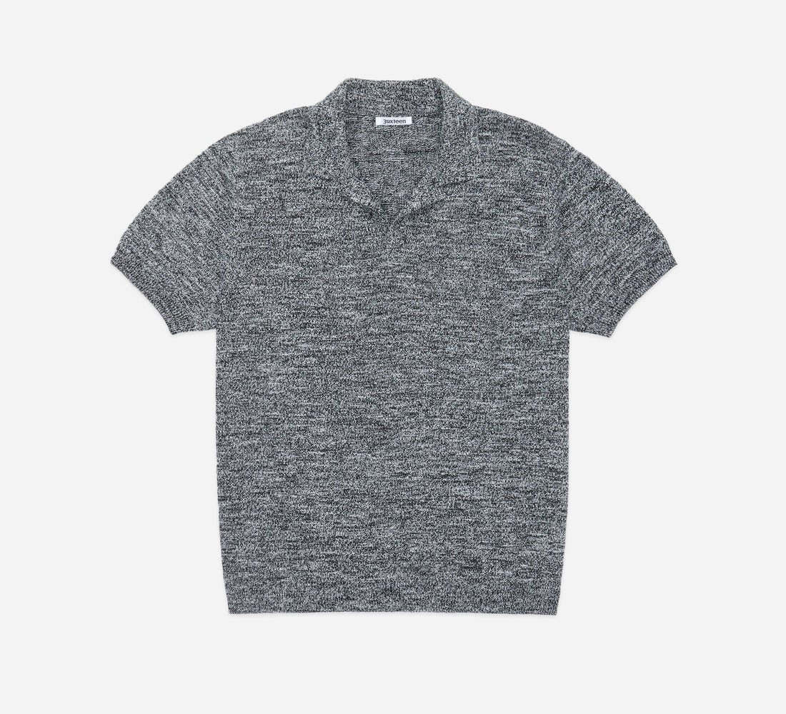 Knit Polo - Black Marled Yarn - 1