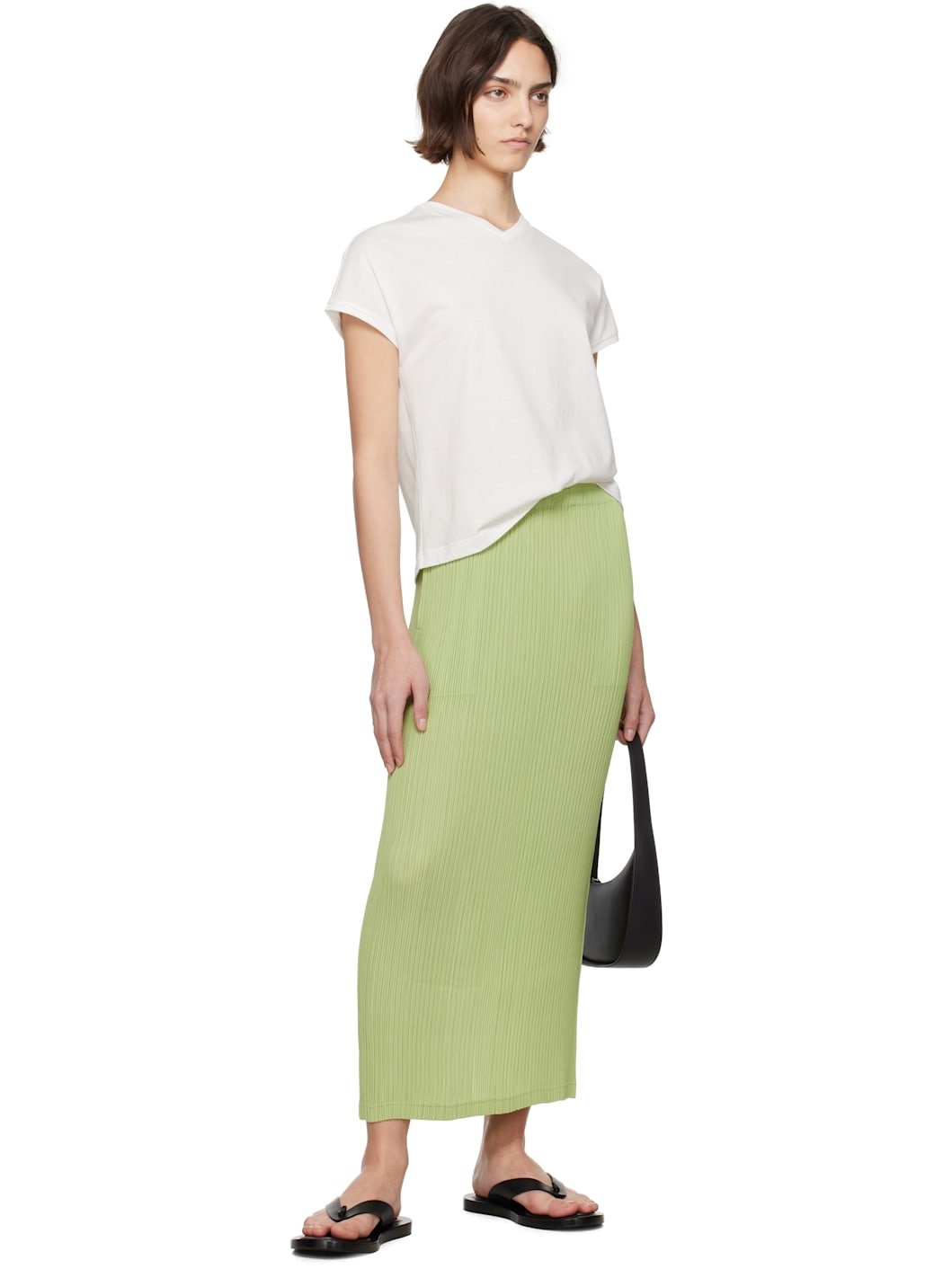 Green Hatching Bottoms Maxi Skirt - 4