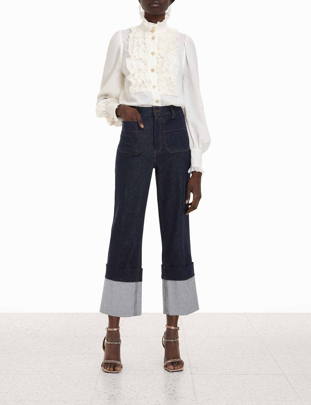 Zimmermann KALEIDOSCOPE LACE YOKE SHIRT | REVERSIBLE