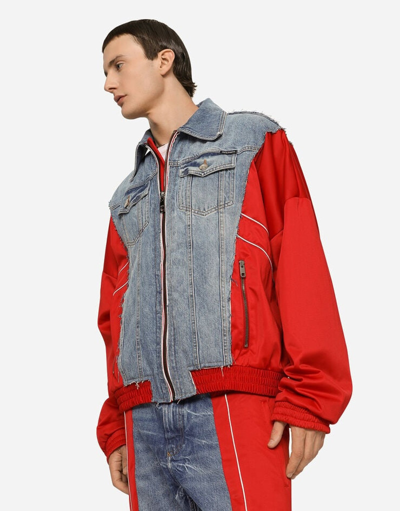 Dolce & Gabbana Washed denim and technical jersey jacket outlook